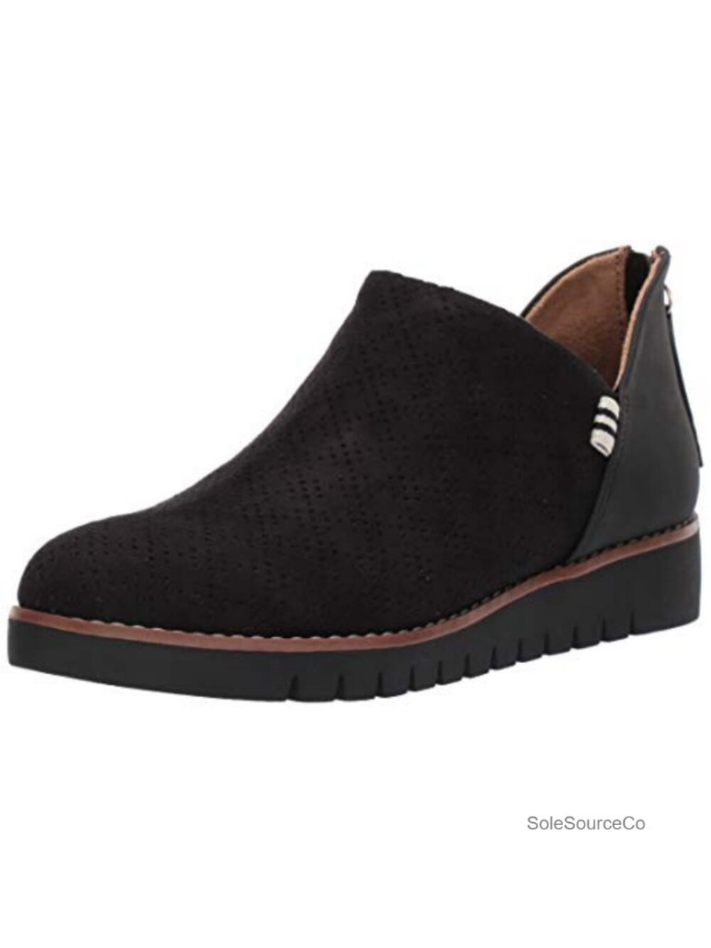 Womens Microfiber Ankle Bootie Slip On Zip Perforated Comfort Shoe